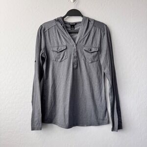 Marmot Medium Womens Gray Long Sleeve Hoodie Buttoned Shirt
